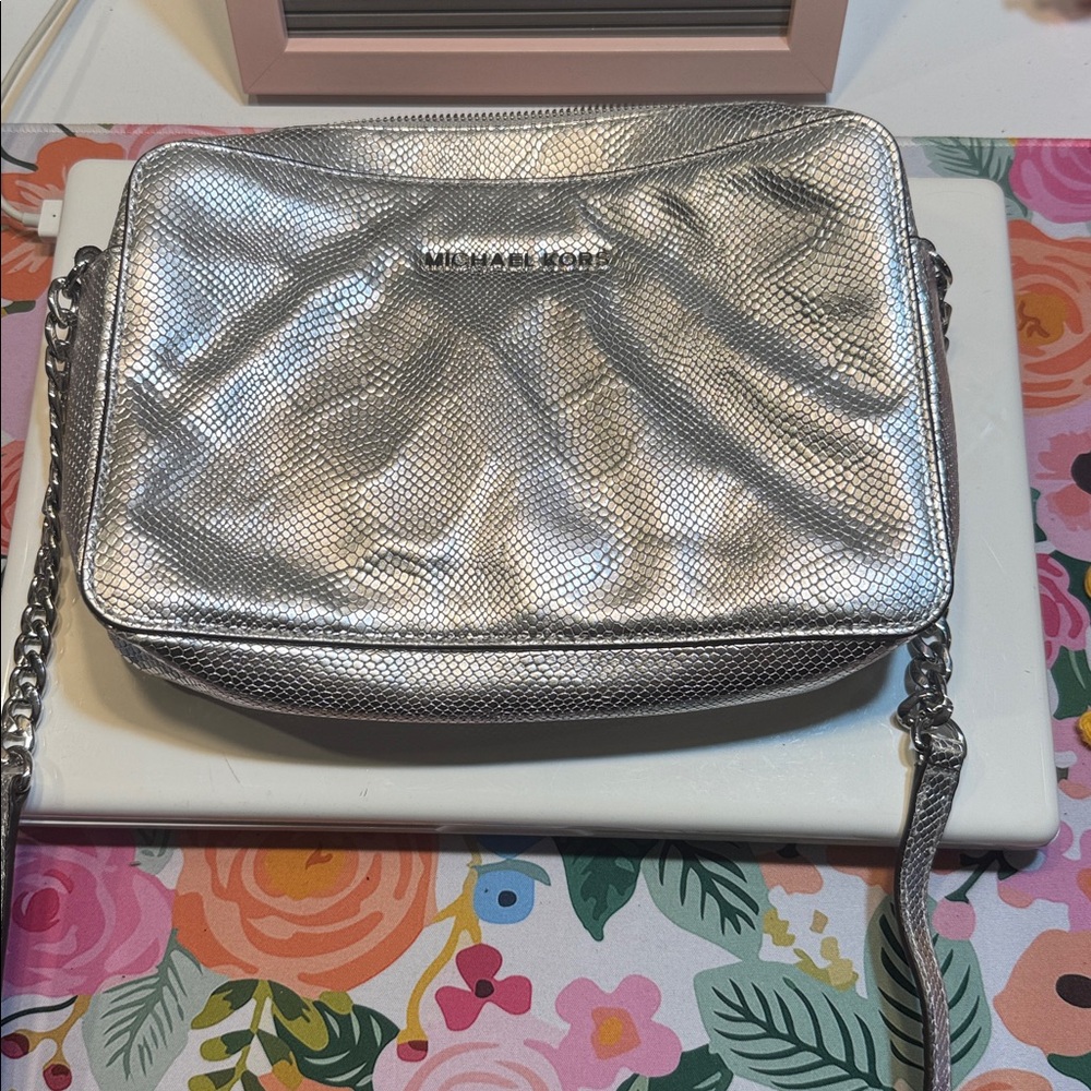 Michael Kors Metallic Silver Shoulder Bag